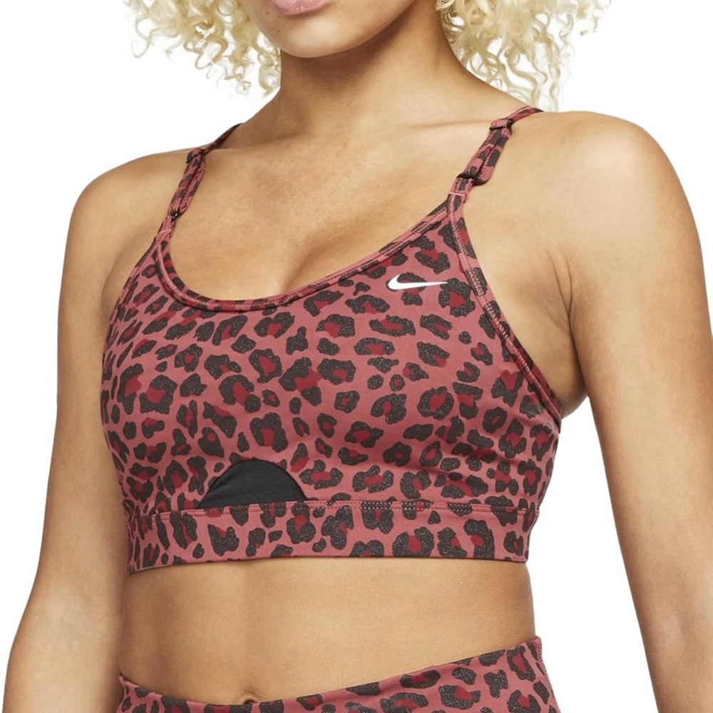 Nike Dri-FIT Indy Women's Light Support Animal Print Glitter Sports Bra size sml